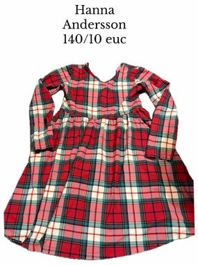 Hanna Andersson 140 size 10 red green holiday plaid dress